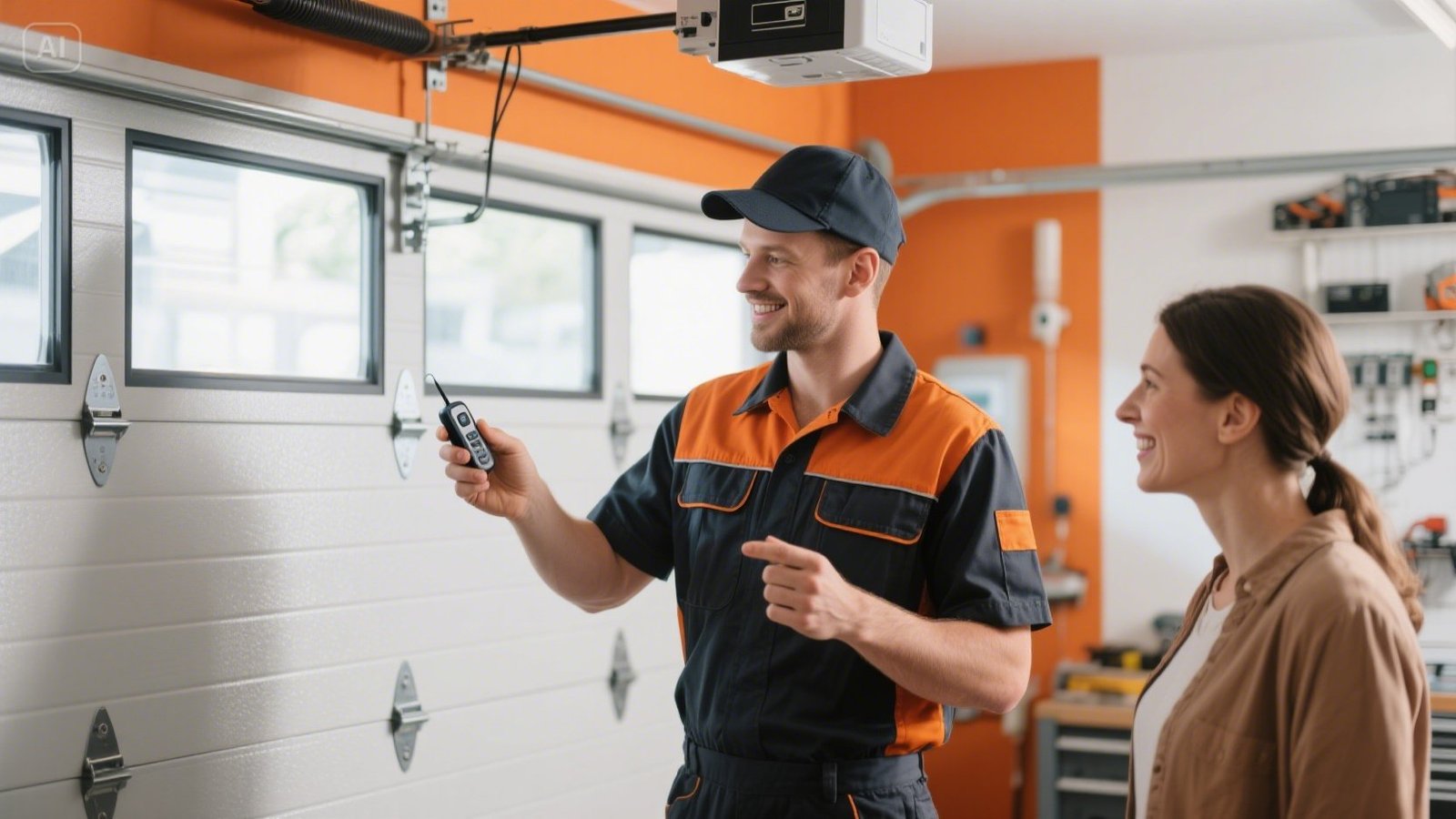 Golden Coast Garage Doors 4 Garage Doors technician is programming a remote